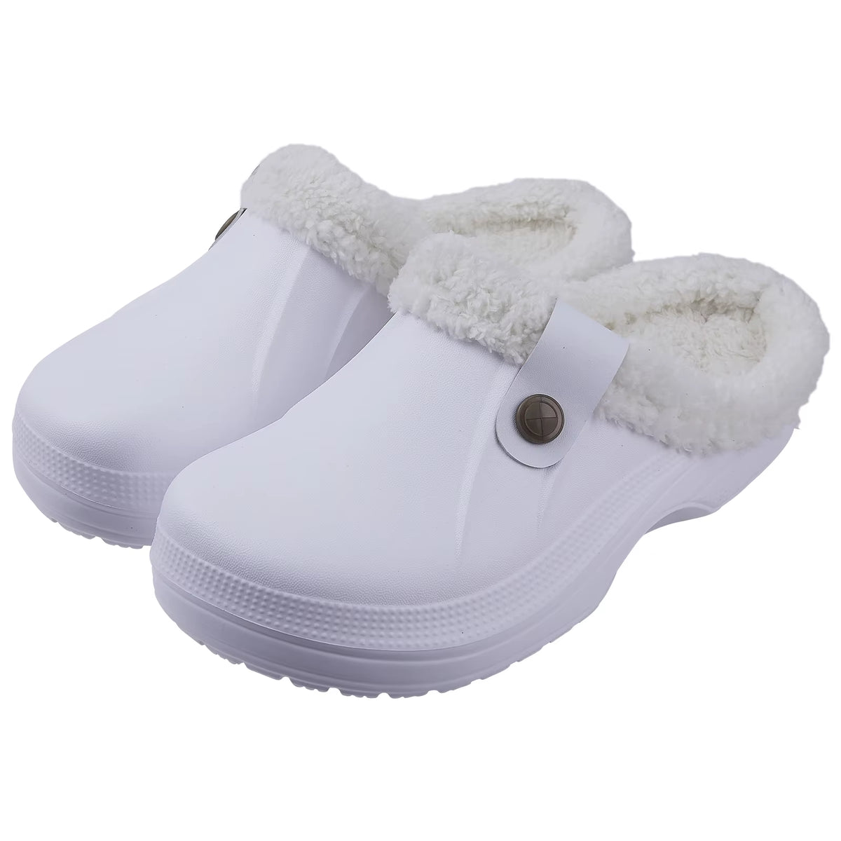 Zapatillas de casa con forro de pelo, color blanco