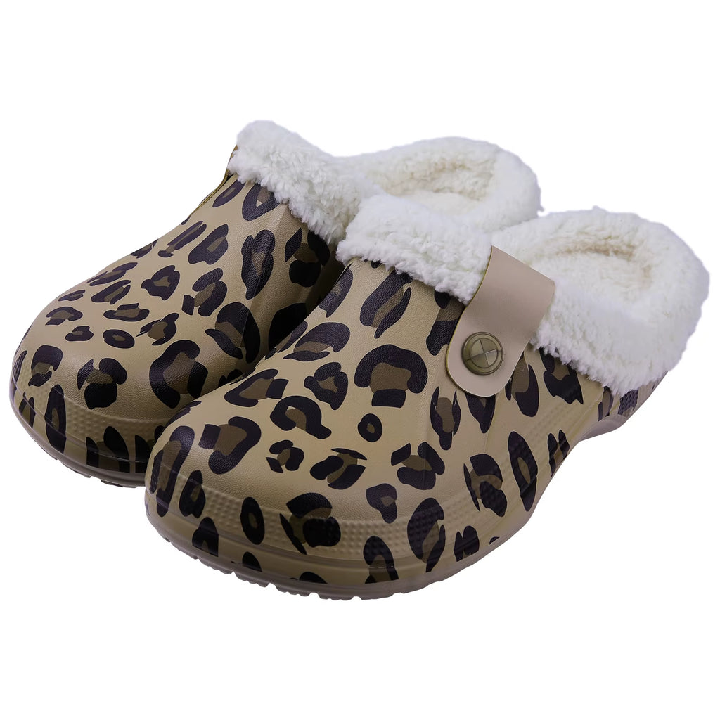 Zapatillas de casa con forro de pelo, leopardo