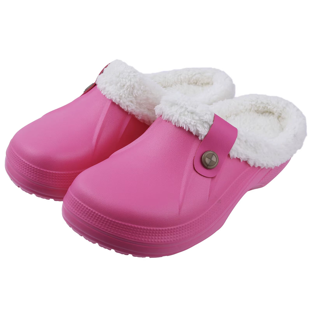 Zapatillas de casa con forro de pelo, color fucsia